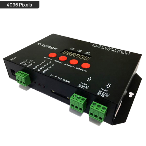 5V-24V Input K-4000CK SD Card SPI Pixel Digital Programmable LED Controller - 4 Ports 4096 Pixels 5V-24V Input K-4000CK SD Card SPI Pixel Digital Programmable LED Controller - 4 Ports 4096 Pixels